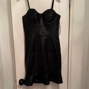 Gracia Black Faux Leather Mini Dress
